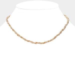 Gold Twisted Rope Chain Everyday Metal Necklace Fashion Casual Jewelry